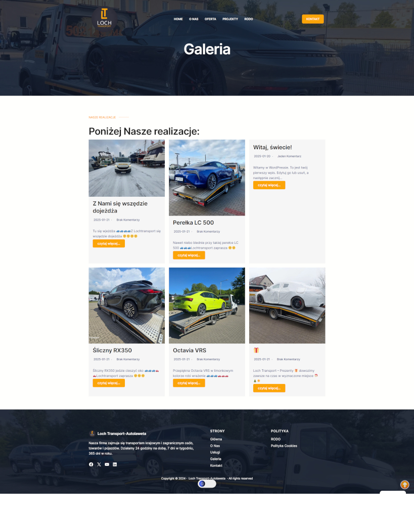 Strona internetowa dla autolawety – galeria
