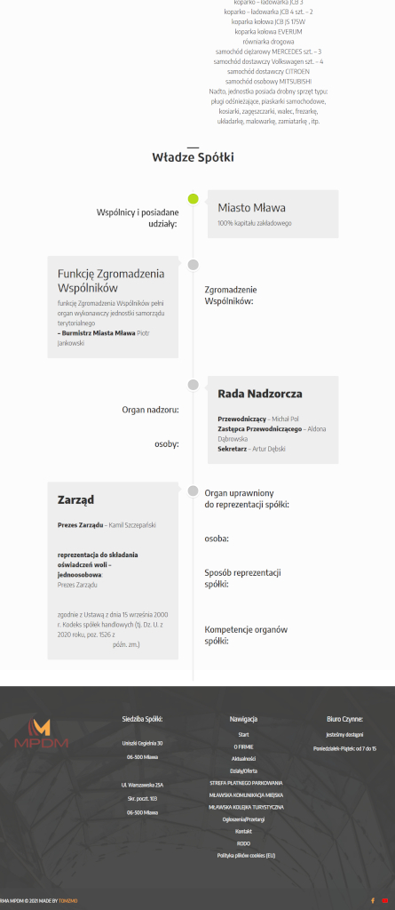 Strona internetowa MPDM – informacje o spółce